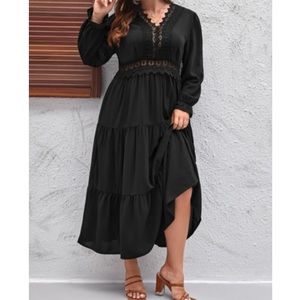 Plus size lace insert maxi dress